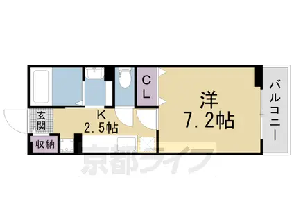 近鉄京都線 興戸駅 徒歩4分 2階建 築17年(1K/2階)の間取り写真