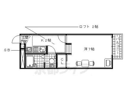 近鉄京都線 近鉄宮津駅 徒歩4分 2階建 築21年(1K/2階)の間取り写真