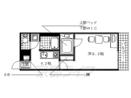 近鉄京都線 興戸駅 徒歩14分 3階建 築16年(1K/3階)の間取り写真