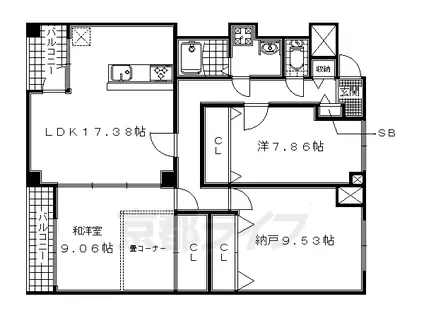 片町線 京田辺駅 徒歩4分 5階建 築15年(2SLDK/3階)の間取り写真