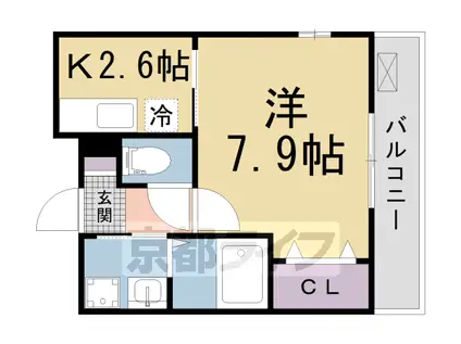 近鉄京都線 興戸駅 徒歩9分 2階建 築15年(1K/1階)の間取り写真