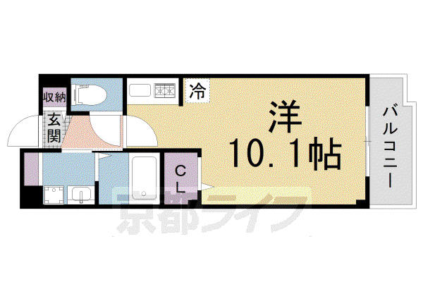 近鉄京都線 興戸駅 徒歩13分 3階建 築15年(1K/2階)の間取り写真