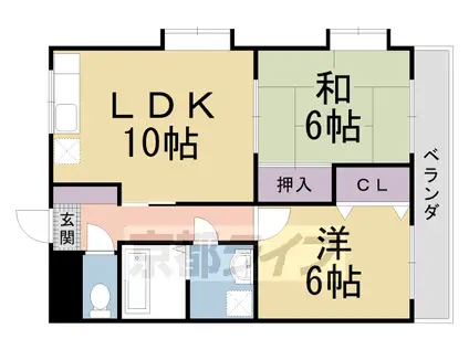 阪急電鉄京都線 長岡天神駅 徒歩15分 3階建 築34年(2LDK/1階)の間取り写真
