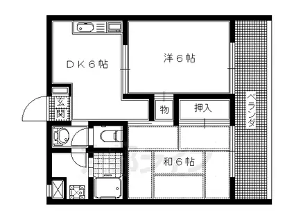阪急電鉄京都線 西向日駅 徒歩14分 4階建 築36年(2DK/1階)の間取り写真