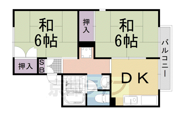 東海道本線 長岡京駅 徒歩13分 2階建 築39年(2DK/1階)の間取り写真