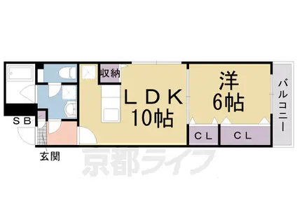 東海道本線 長岡京駅 徒歩5分 3階建 築6年(1LDK/1階)の間取り写真