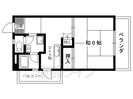坪内マンション(1DK/5階)の間取り写真