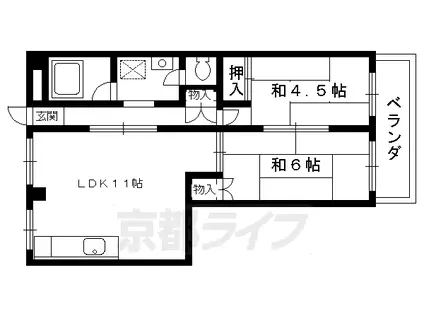 坪内マンション(2LDK/5階)の間取り写真