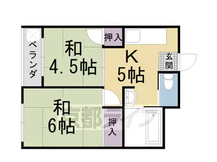 阪急電鉄京都線 東向日駅 徒歩7分 5階建 築54年(2DK/5階)の間取り写真