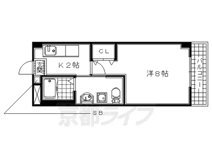 片町線 ＪＲ三山木駅 徒歩1分 8階建 築14年(1K/7階)の間取り写真