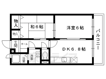 阪急電鉄京都線 西向日駅 徒歩10分 2階建 築28年(2DK/1階)の間取り写真