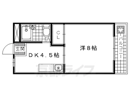 シャルム西川(1DK/1階)の間取り写真