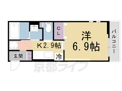 近鉄京都線 興戸駅 徒歩4分 2階建 築14年(1K/2階)の間取り写真