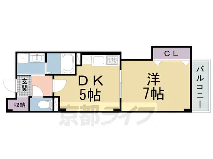 近鉄京都線 新田辺駅 徒歩13分 3階建 築14年(1DK/2階)の間取り写真