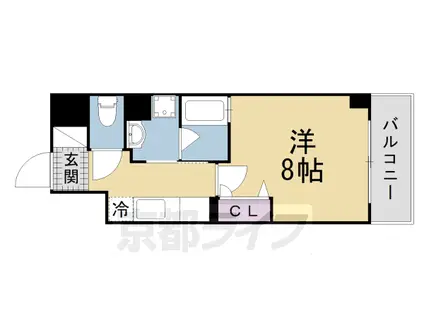 近鉄京都線 新田辺駅 徒歩2分 5階建 築18年(1K/4階)の間取り写真