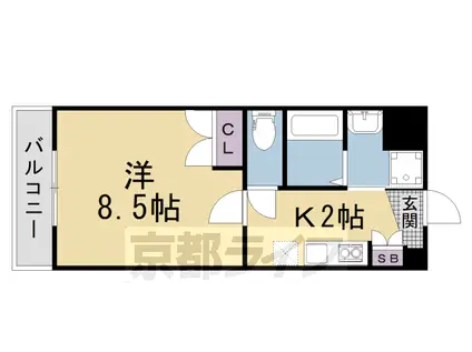 片町線 京田辺駅 徒歩11分 4階建 築21年(1K/4階)の間取り写真