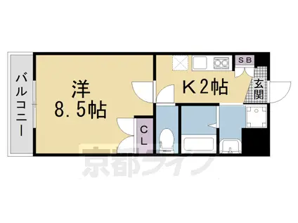 片町線 京田辺駅 徒歩11分 4階建 築21年(1K/3階)の間取り写真
