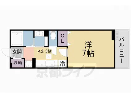 近鉄京都線 興戸駅 徒歩6分 2階建 築13年(1K/2階)の間取り写真