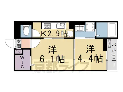 近鉄京都線 新田辺駅 徒歩12分 4階建 築12年(1DK/2階)の間取り写真