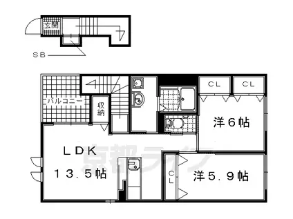 片町線 ＪＲ三山木駅 徒歩9分 2階建 築11年(2LDK/2階)の間取り写真