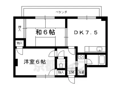 プレジオ伏見久我(2DK/1階)の間取り写真