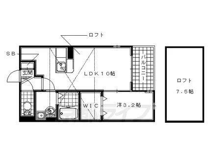 近鉄京都線 興戸駅 徒歩17分 2階建 築10年(1LDK/2階)の間取り写真