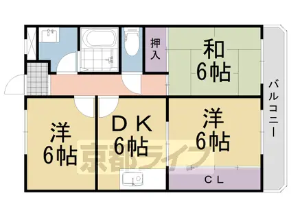 阪急電鉄京都線 西向日駅 徒歩38分 4階建 築33年(3DK/3階)の間取り写真