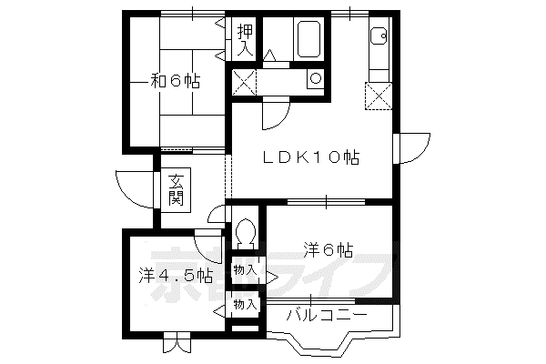 阪急電鉄京都線 洛西口駅 徒歩10分 2階建 築30年(3LDK/2階)の間取り写真