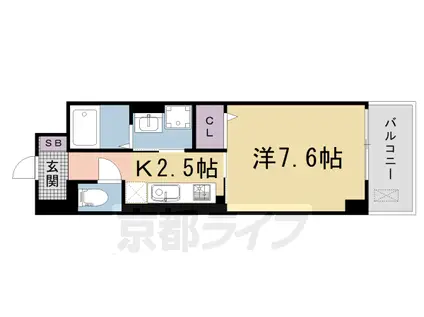 片町線 京田辺駅 徒歩7分 4階建 築10年(1K/2階)の間取り写真