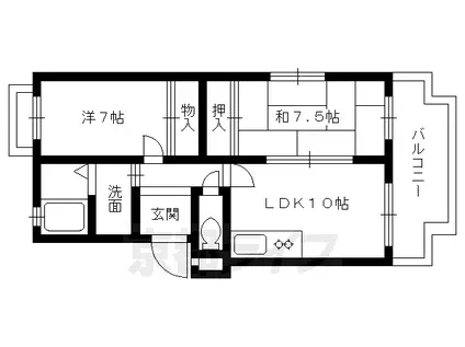 阪急電鉄京都線 東向日駅 徒歩14分 4階建 築30年(2LDK/3階)の間取り写真