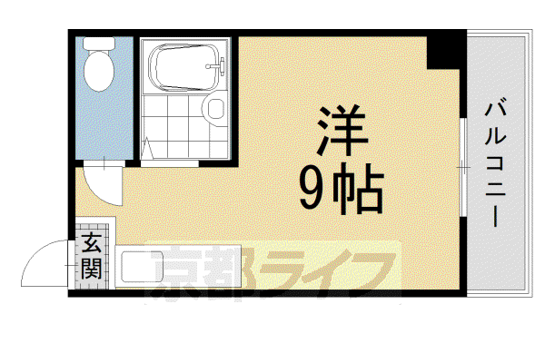 京都市烏丸線 丸太町駅(京都市営) 徒歩8分 5階建 築35年(1K/4階)の間取り写真