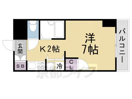 片町線 京田辺駅 徒歩5分 5階建 築30年(1K/4階)の間取り写真