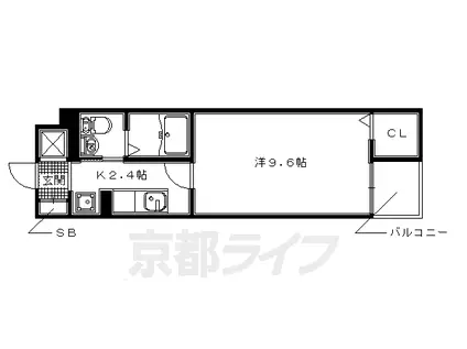 片町線 ＪＲ三山木駅 徒歩6分 4階建 築9年(1K/4階)の間取り写真