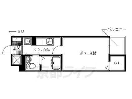 片町線 ＪＲ三山木駅 徒歩6分 4階建 築9年(1K/4階)の間取り写真