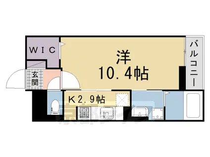 近鉄京都線 新田辺駅 徒歩4分 4階建 築9年(1K/1階)の間取り写真