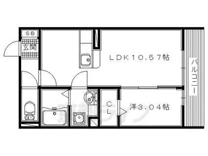 D-ROOM三山木(1LDK/3階)の間取り写真