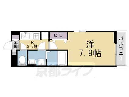 片町線 同志社前駅 徒歩3分 2階建 築7年(1K/2階)の間取り写真