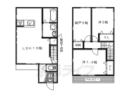 近鉄京都線 三山木駅 徒歩3分 2階建 築7年(2SLDK)の間取り写真