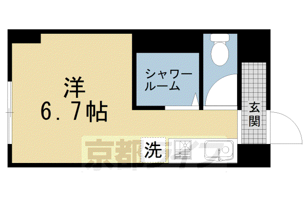 京都市烏丸線 烏丸御池駅 徒歩5分 5階建 築44年(ワンルーム/3階)の間取り写真