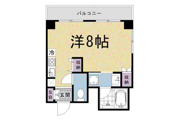 京都市烏丸線 烏丸御池駅 徒歩5分 5階建 築44年(1K/5階)の間取り写真