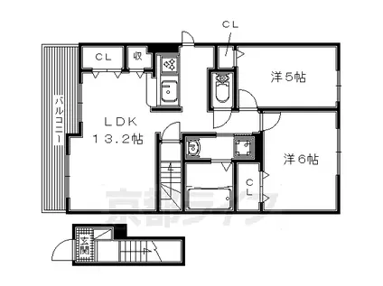 片町線 ＪＲ三山木駅 徒歩7分 2階建 築7年(2LDK/2階)の間取り写真