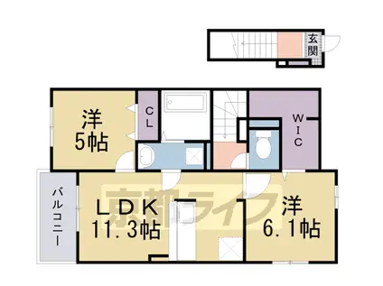 近鉄京都線 近鉄宮津駅 徒歩7分 2階建 築6年(2LDK/2階)の間取り写真