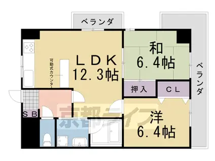 阪急電鉄京都線 桂駅 徒歩20分 3階建 築31年(2LDK/2階)の間取り写真