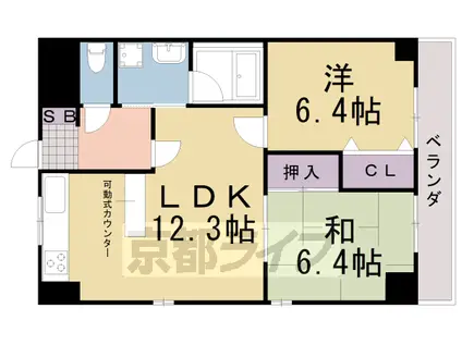 阪急電鉄京都線 桂駅 徒歩20分 3階建 築31年(2LDK/3階)の間取り写真