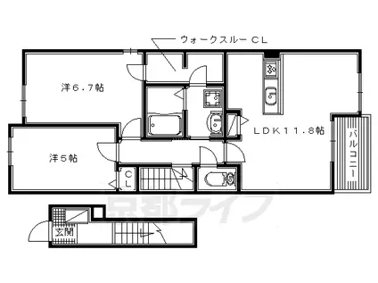 近鉄京都線 興戸駅 徒歩13分 2階建 築6年(2LDK/2階)の間取り写真