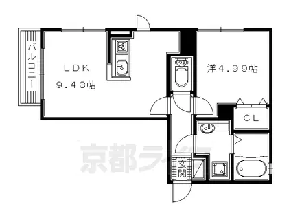 片町線 京田辺駅 徒歩10分 2階建 築6年(1LDK/1階)の間取り写真