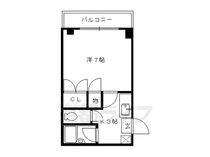 京福北野線 北野白梅町駅 徒歩15分 3階建 築39年(1K/3階)の間取り写真