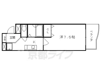 東海道本線 西大路駅 徒歩10分 4階建 築32年(1K/3階)の間取り写真