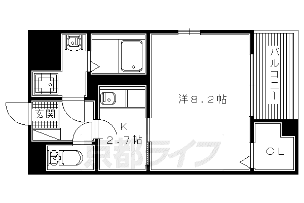 片町線 ＪＲ三山木駅 徒歩10分 3階建 築6年(1K/2階)の間取り写真