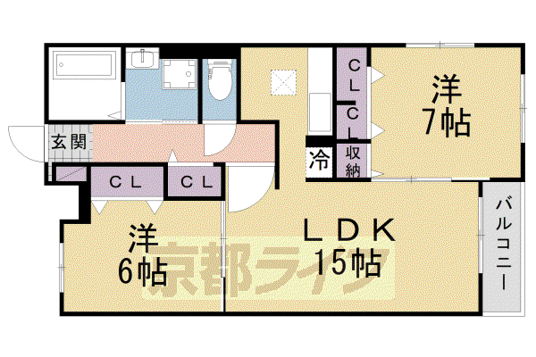 片町線 ＪＲ三山木駅 徒歩8分 3階建 築5年(2LDK/1階)の間取り写真
